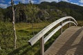 Wooden footbridge on the hiking track to Preikestolen in Norway