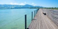 Wooden footbridge lake Obersee, Rapperswil Jona to Hurden