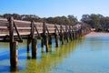 Wooden bridge over ocean inlet Australia Royalty Free Stock Photo