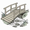 Wooden footbridge over stream on white background Royalty Free Stock Photo