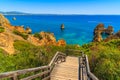 Wooden footbridge walkway to beautiful beach Royalty Free Stock Photo