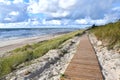 Wooden footpath along the shore of the Baltic Sea Royalty Free Stock Photo