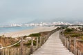 Wooden footpath at the beach. Portugal Royalty Free Stock Photo