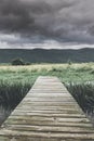 Footpath bridge over the river Royalty Free Stock Photo