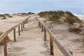 Wooden footpath through dunes at the ocean beach