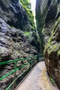Wooden Footpath through narrow gorge Royalty Free Stock Photo