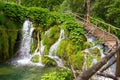 Wooden footpath in the Plitvice lakes. Croatia