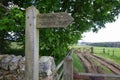 Wooden footpath sign to Hadrian`s Wall Royalty Free Stock Photo