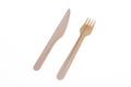 Wooden fork and knife made from recycled paper and wood on white Background Royalty Free Stock Photo