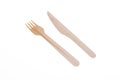 Wooden fork and knife made from recycled paper or wood Royalty Free Stock Photo