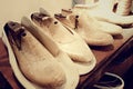 Wooden forms for cobbler craftsman Royalty Free Stock Photo