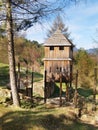 Wooden fortification tower in Havranok Royalty Free Stock Photo