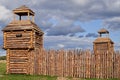 Wooden fortifications of the early middle ages. Reconstruction Royalty Free Stock Photo