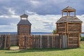 Wooden fortifications of the early middle ages. Reconstruction Royalty Free Stock Photo