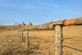 Wooden fortress in the field, old Russian wooden structure, village tower in the field Royalty Free Stock Photo