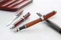 Wooden fountain pen and roller pen Royalty Free Stock Photo