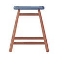 Wooden Four-legged Stool as Seat Furniture Vector Illustration