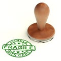 Wooden Fragile Stamp Shows Breakable Products Royalty Free Stock Photo