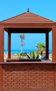 Wooden frame against blue sea, Egypt Royalty Free Stock Photo