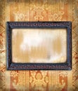 Wooden frame art deco on vintage wallpaper Royalty Free Stock Photo