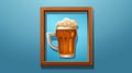 Wooden Frame With Beer Mug On Blue Background - Vector Illustration Royalty Free Stock Photo