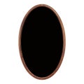 Wooden frame. Blank oval wooden frame with white blank backing board on black background. Round empty frame. The layout of the Royalty Free Stock Photo