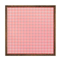 Wooden frame. Blank square frame with red tartan paper isolated on white background. Blank frame. Signboard mockup. Old frame Royalty Free Stock Photo