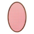 Wooden frame. Blank vintage oval frame with red checkered paper isolated on white background. Empty frame. Signboard layout. Old Royalty Free Stock Photo