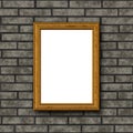 Wooden frame on brick wall Royalty Free Stock Photo