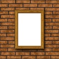 Wooden frame on brick wall Royalty Free Stock Photo