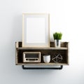 Wooden frame hang on industrial style shelve