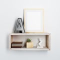 Wooden frame hang on industrial style shelve Royalty Free Stock Photo