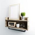 Wooden frame hang on industrial style shelve