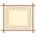 Wooden frame hanging on crude rope Royalty Free Stock Photo