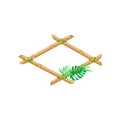 Wooden frame made of bamboo sticks with palm leaf vector Illustration on a white background Royalty Free Stock Photo