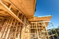 Wooden frame of a new house under construction Royalty Free Stock Photo