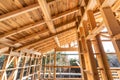 Wooden frame of a new house under construction Royalty Free Stock Photo