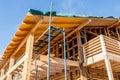 Wooden frame of a new house under construction Royalty Free Stock Photo