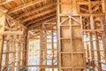 Wooden frame of a new house under construction Royalty Free Stock Photo