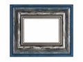 Wooden frame for paintings or photo with silver patina. Isolated on white Royalty Free Stock Photo