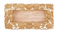 The wooden frame, pattern of flower carved on white background Royalty Free Stock Photo