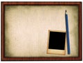 Wooden frame pencil and photo Royalty Free Stock Photo