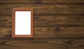 Frame isolated white chalkboard on wooden background. Mock up.