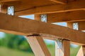 Wooden canopy of rafters for the ceiling of the canopy Royalty Free Stock Photo