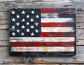 A wooden framed American flag with stars and stripes Royalty Free Stock Photo