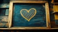 Wooden Framed Blackboard With A Chalk Heart