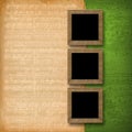 Wooden frames on the abstract musical background Royalty Free Stock Photo
