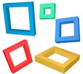 Wooden frames colourful flying objects