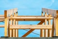 Wooden Framework Construction Under a Bright Blue Sky - Architectural Design Focused On Building Structure and Support Framework Royalty Free Stock Photo