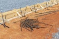 Wooden Framing and Iron Rods In Preparation For Concrete Pouring Royalty Free Stock Photo